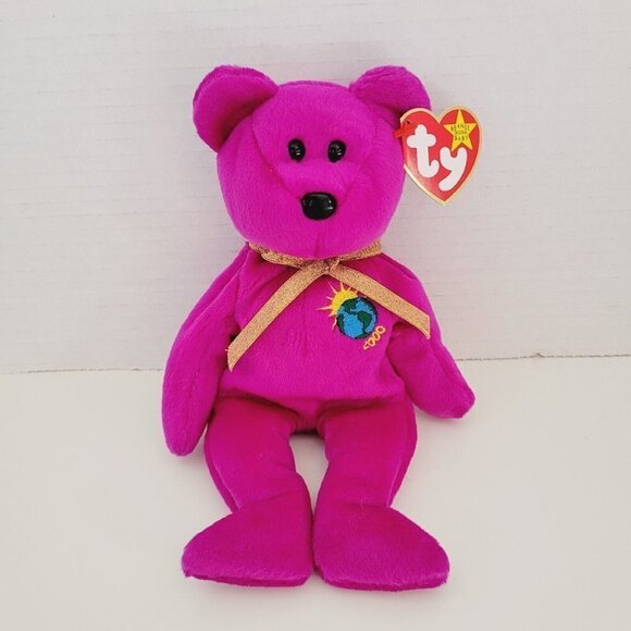 Ty Beanie Baby MILLENNIUM (ERROR) Bear 5th Gen 1999 8" Purple TRUSTED SELLER NWT - Picture 1 of 13